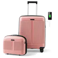 Ensemble de bagages 2 pièces - Valise cabine 20 pouces et trousse de toilette 14 pouces - Rose 4