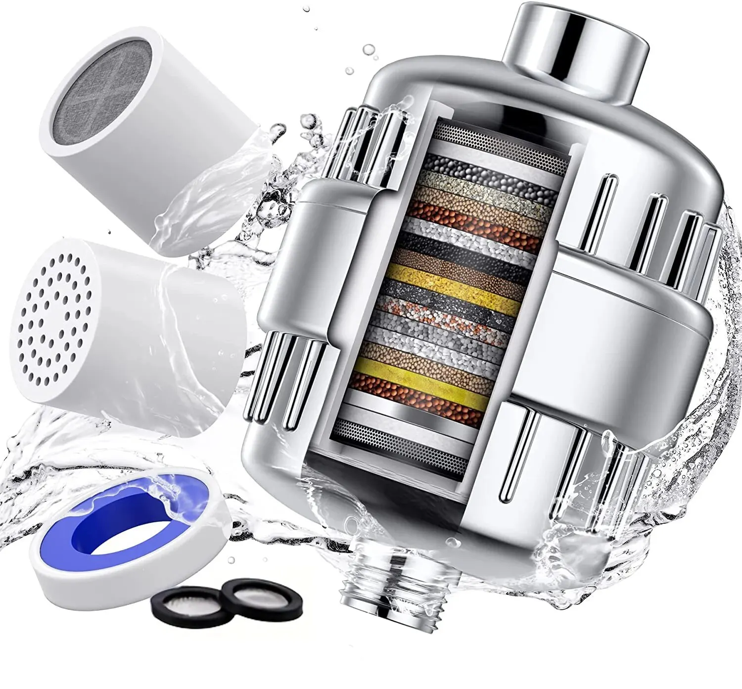 Shower Filter 20 Stage Showerhead Filter for Hard Water with 1 Cartridges for Removing Chlorine Fluor