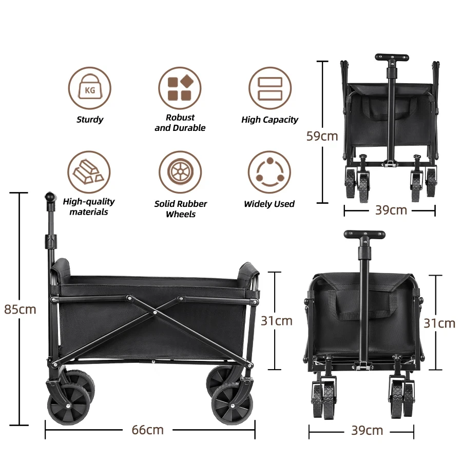 Foldable Portable Picnic Cart Heavy Duty Folding Utility Cart