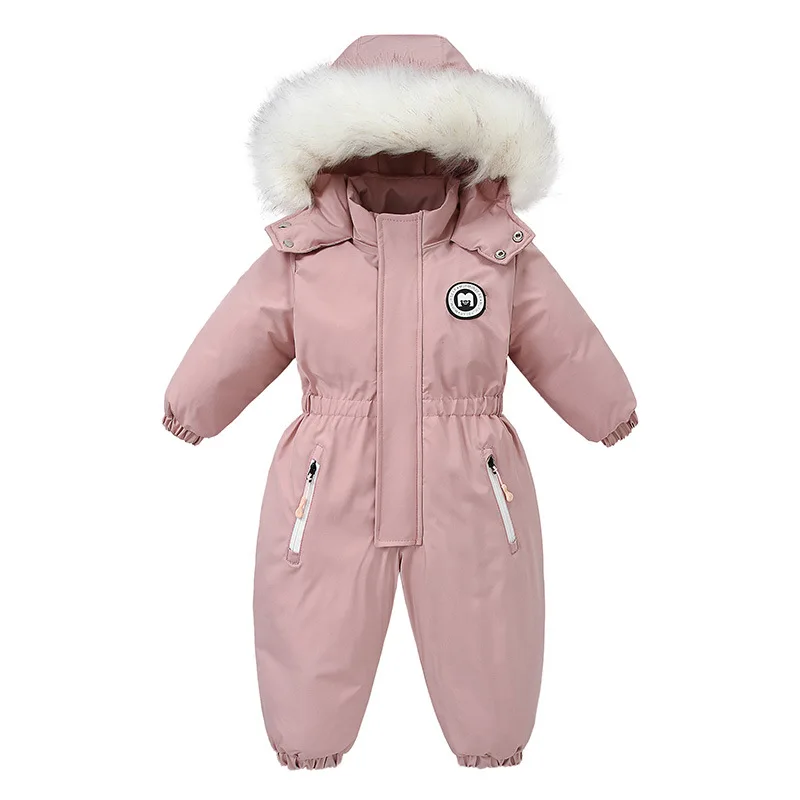

Winter Baby Bodysuit Boys' Warm Cotton Hooded Bodysuit Children's Bodysuit 2-5T Ski suit