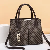Simple handbag retro printed shoulder bag color matching fashion foreign style women's handbag large capacity messenger bag