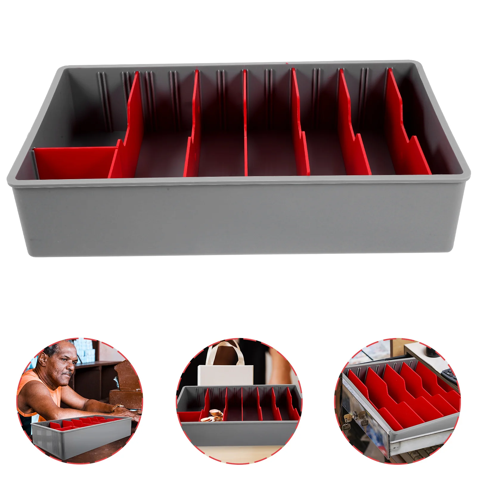 

Money Tray Organizer for Cash Register Coin Drawer Plastic Storage Stand Office