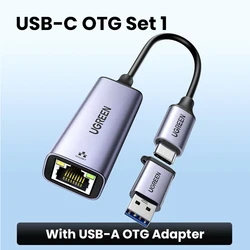 UGREEN High-Speed USB to Ethernet Adapter with Gigabit Connectivity (USB-C OTG Set 1)
