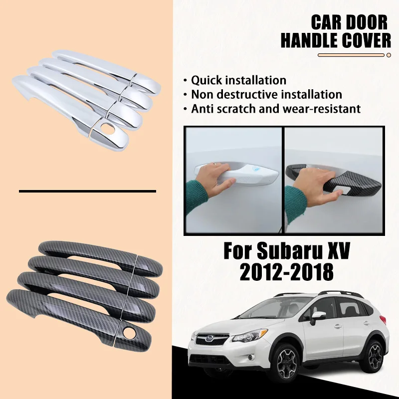 

Door Handle Covers For Subaru XV Crosstrek GP 2012-2017 2013 2014 Carbon Fiber Chrome Car Accessories Catch Rustproof Stickers