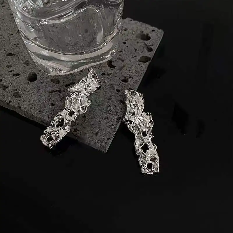 Punk Unregelmäßige Notizen Baumeln Ohrringe für Frauen Übertreiben Twist Metall Stil Persönlichkeit Punk Ohr Zubehör Mode Schmuck – Detail 12