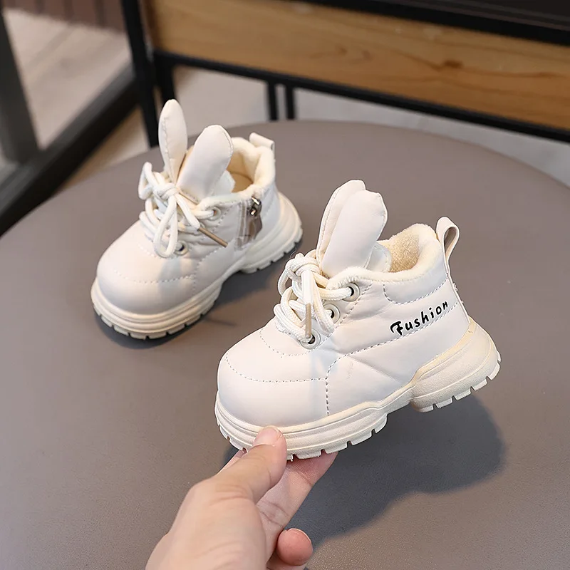 Winter Baby Cotton Boots Cute Rabbit Ears Toddler Girls Boots Warm Plush Infant Shoes Soft Sole Non-slip Snow