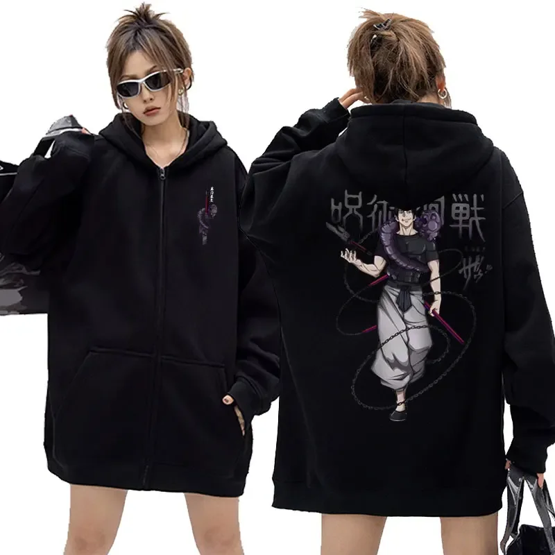 

Anime Jujutsu Kaisen Fushiguro Toji Graphic Zipper Hoodie Harajuku Manga Zip Up Sweatshirt Unisex Gothic Vintage Loose Pullovers