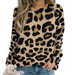 Fashion Leopard Tracksuits 3d Printed Women Casual Round Neck Sweatshirts Women's Long Sleeves Tops Oversized Pullover Clothing