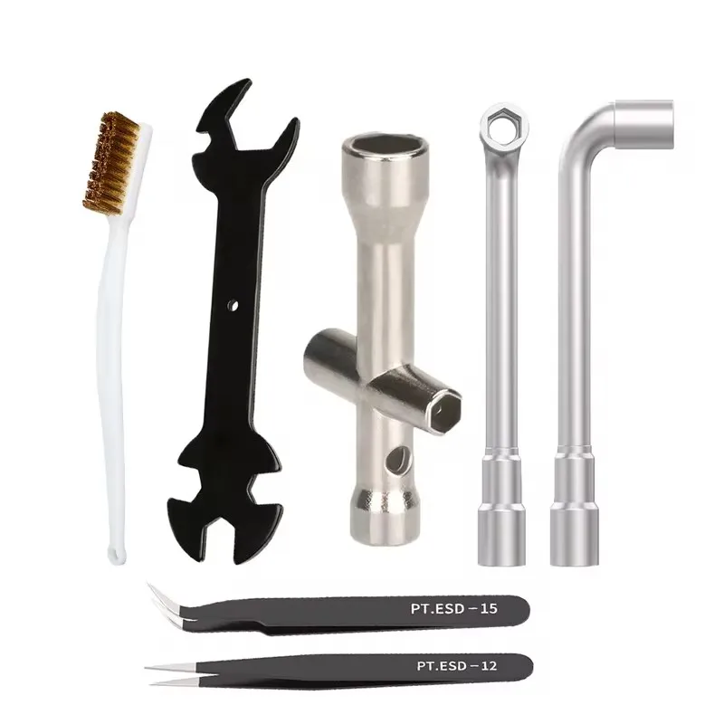 MK8 MK10 Wrench Set Kit Cross Socket Spanner for Nozzle Cleaning Copper Brush Tool Tweezers L Spanner For Ender 3 5 CR-10