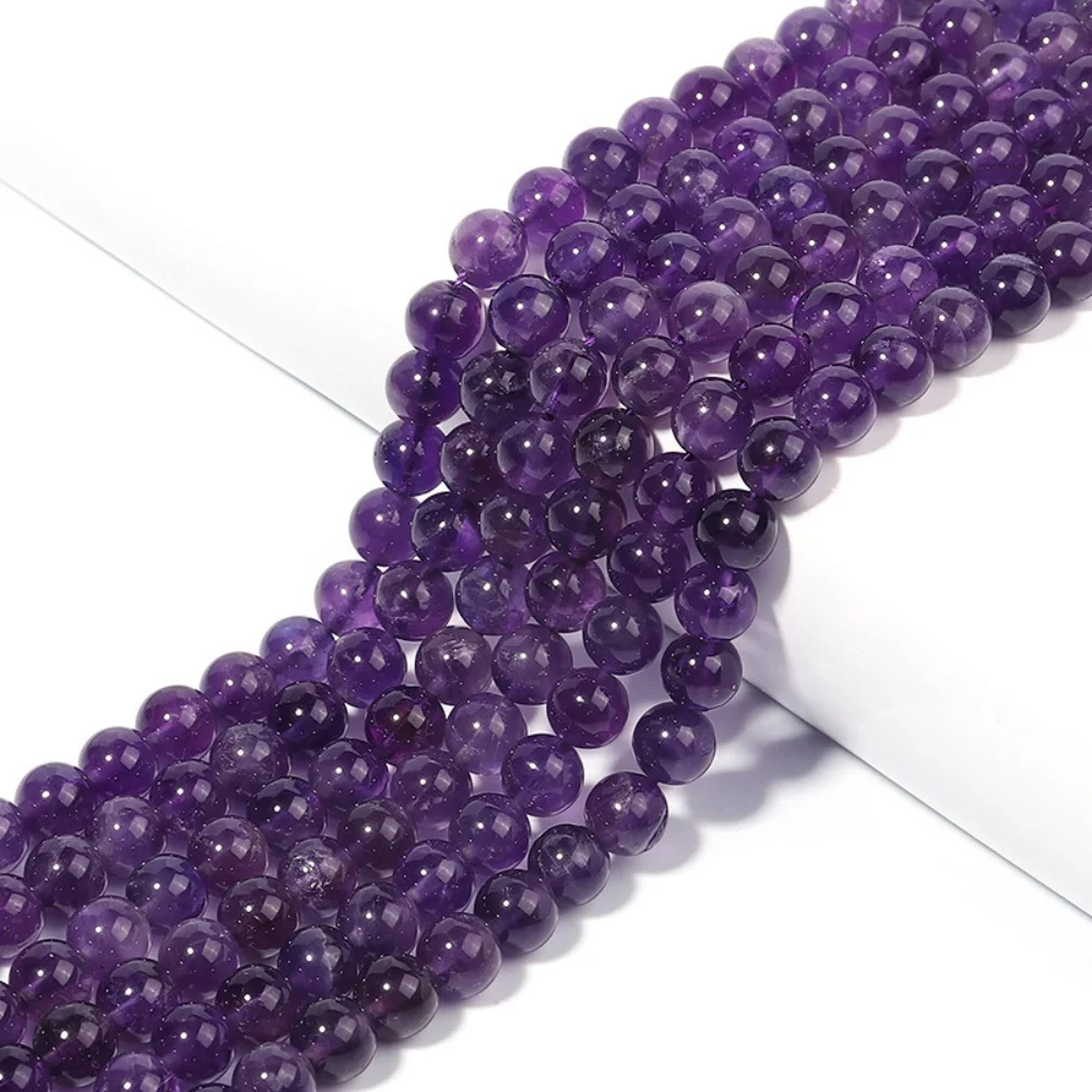 Amethysts Natural Stone Crystal Beads 6/8/10mm Round DIY Bracelet Necklace Accessroy Charms Jewelry Making Beaded