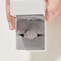 Newshe Wedding Rings Set for Women 3Pcs Stackable 925 Sterling Silver Bridal Luxury Jewelry Halo Round Cut AAAAA Cubic Zircon - Image 5