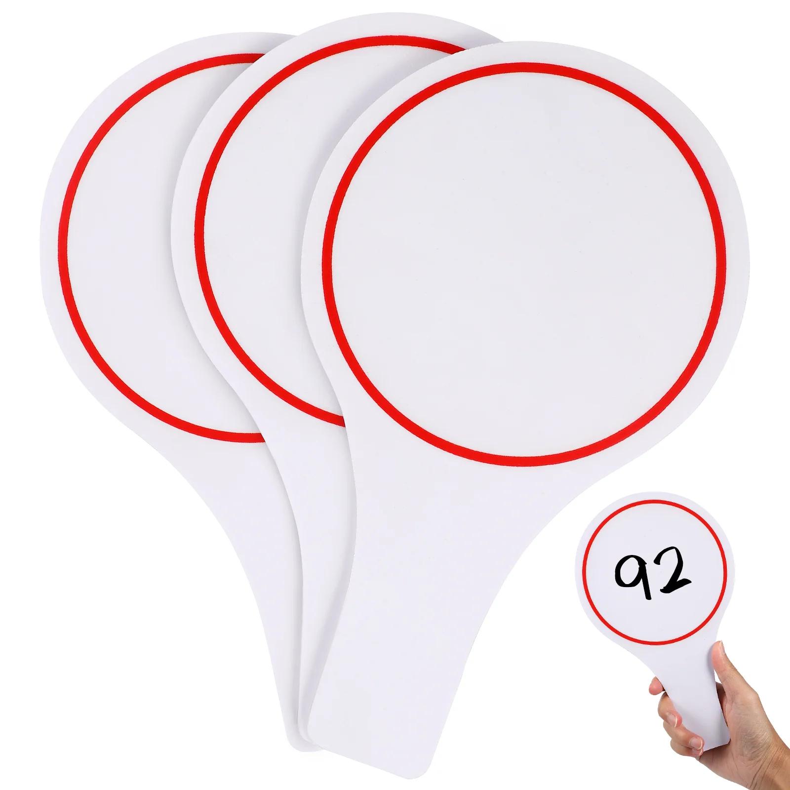 

3 Pcs Score Board White with Handle Blank Boards Erasers for Kids Quick Response Erasable Teaching Props Voting Scoreboard