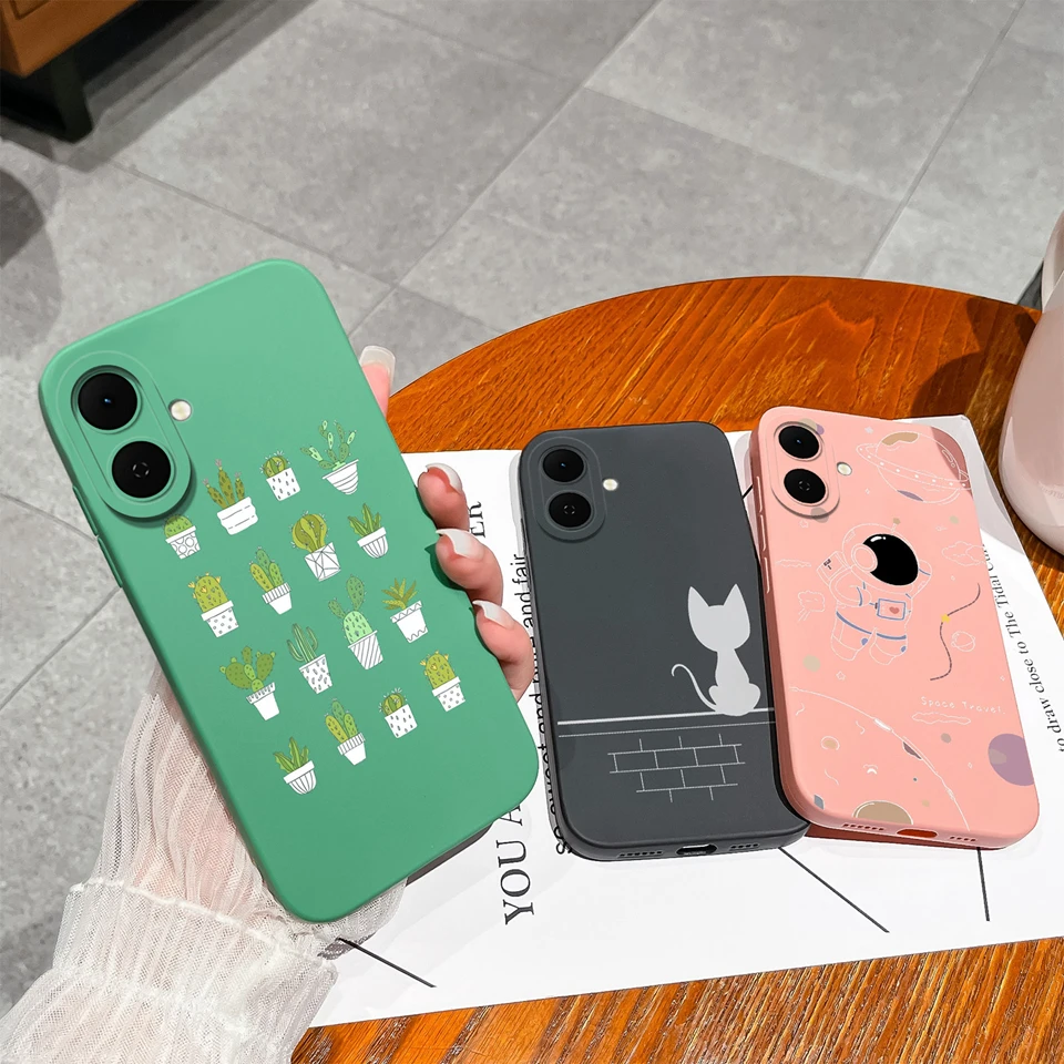 Cartoon Astronaut Cactus Anti-Fingerprint Creative Back Cover Case
