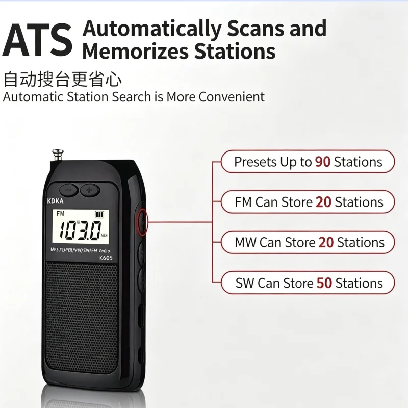 휴대용 미니 FM AM 단파 라디오 LCD 디지털 수신기, 스테레오 스피커, TF 카드 MP3 플레이어, 실내외 스포츠 음악용