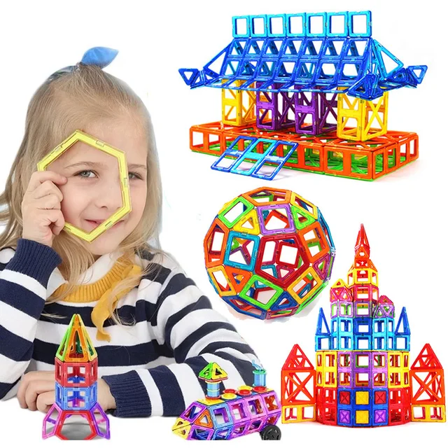 21-180pcs Big Size Magnetic Constructor Magnet Designer Building Blocks DIY Assemble Bricks Educational Toys For Children Gift 2