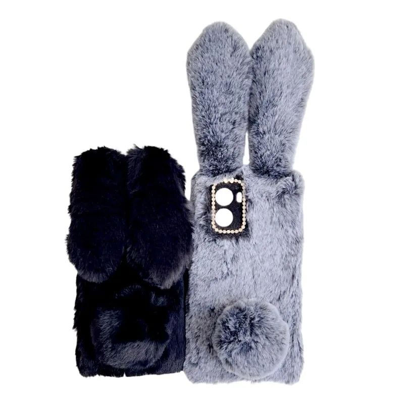 Fluffy Cute 3D Rabbit Fur Phone Case - Cozy and Adorable Cover