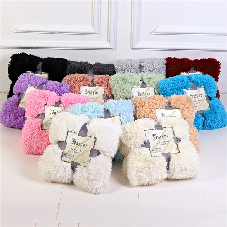 Description Picture 2 of item1 Pcs Plush Blanket Soft Fur Faux with Fluffy Throw Blanket Bed Sofa Long Shaggy Winter Warm Bedding Sheet Soft Blankets