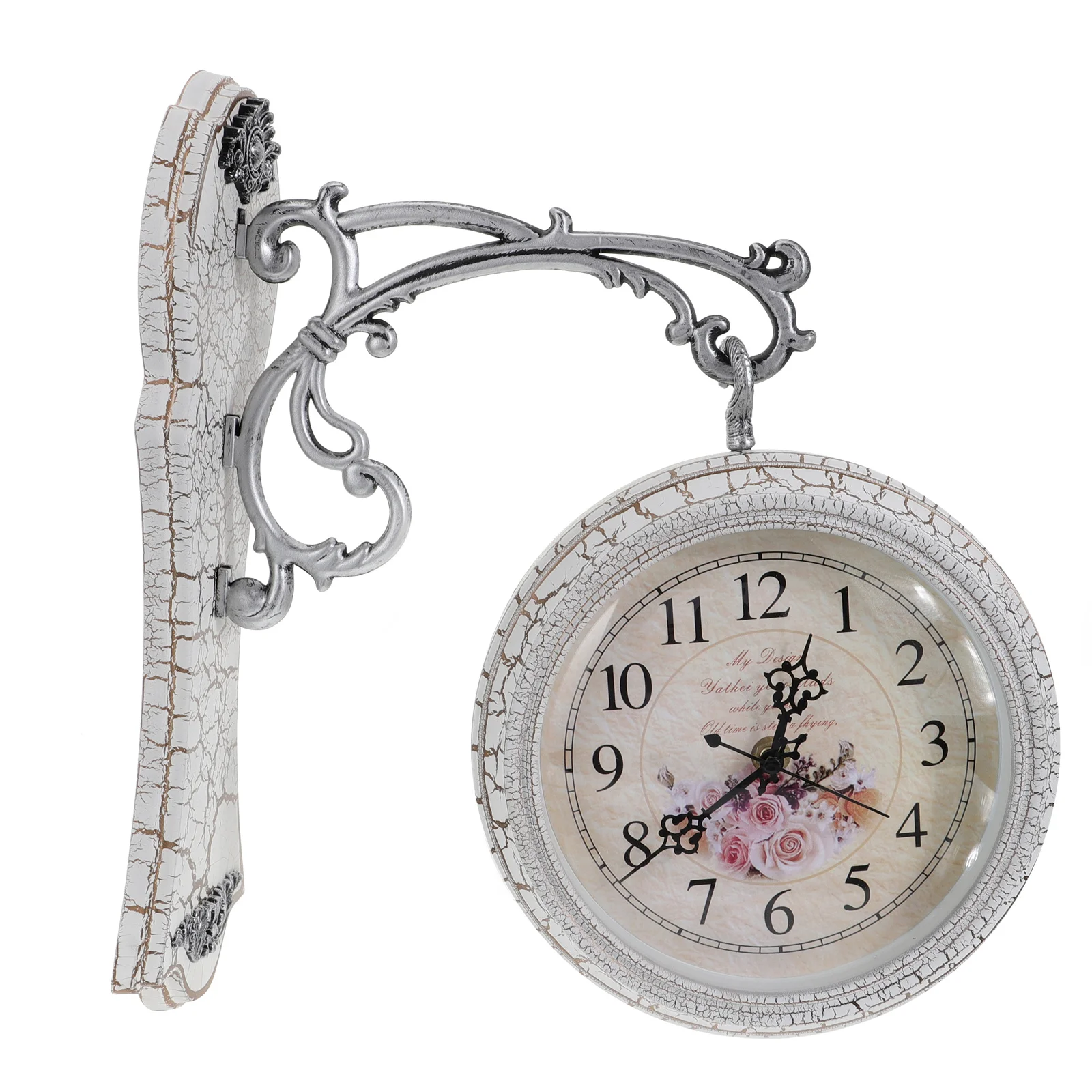 

Doitool Home Decor Wrought Iron Antique Round Wall Hanging Double Sided Two Faces Retro Station Clock