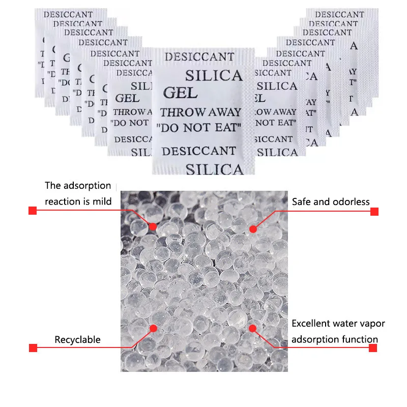 Silica Gel Desiccant Moisture Absorber Bag Moisture Absorber Moisture Absorbing Bag 100 Packs Non-Toxic Silica Gel Desiccant Damp Moisture Dehumidifier For Kitchen Room Living Absorber Bag Clothes Food Storage
