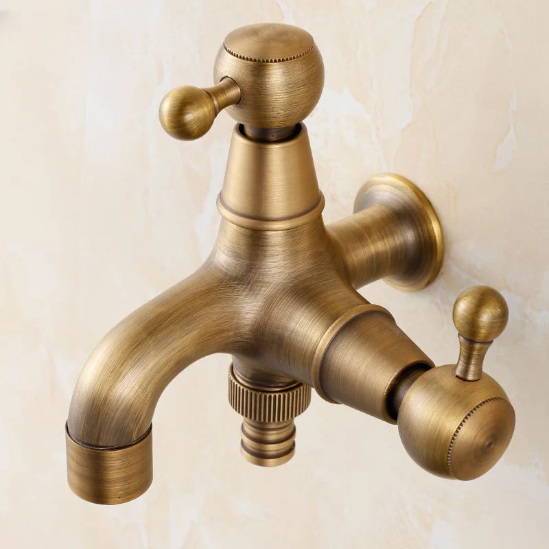 Antique Full Copper Bibcock with Double Outlets For Washing Machines and Mops garden bibcocks,bathroom faucet,washing machine faucet,water tap faucet