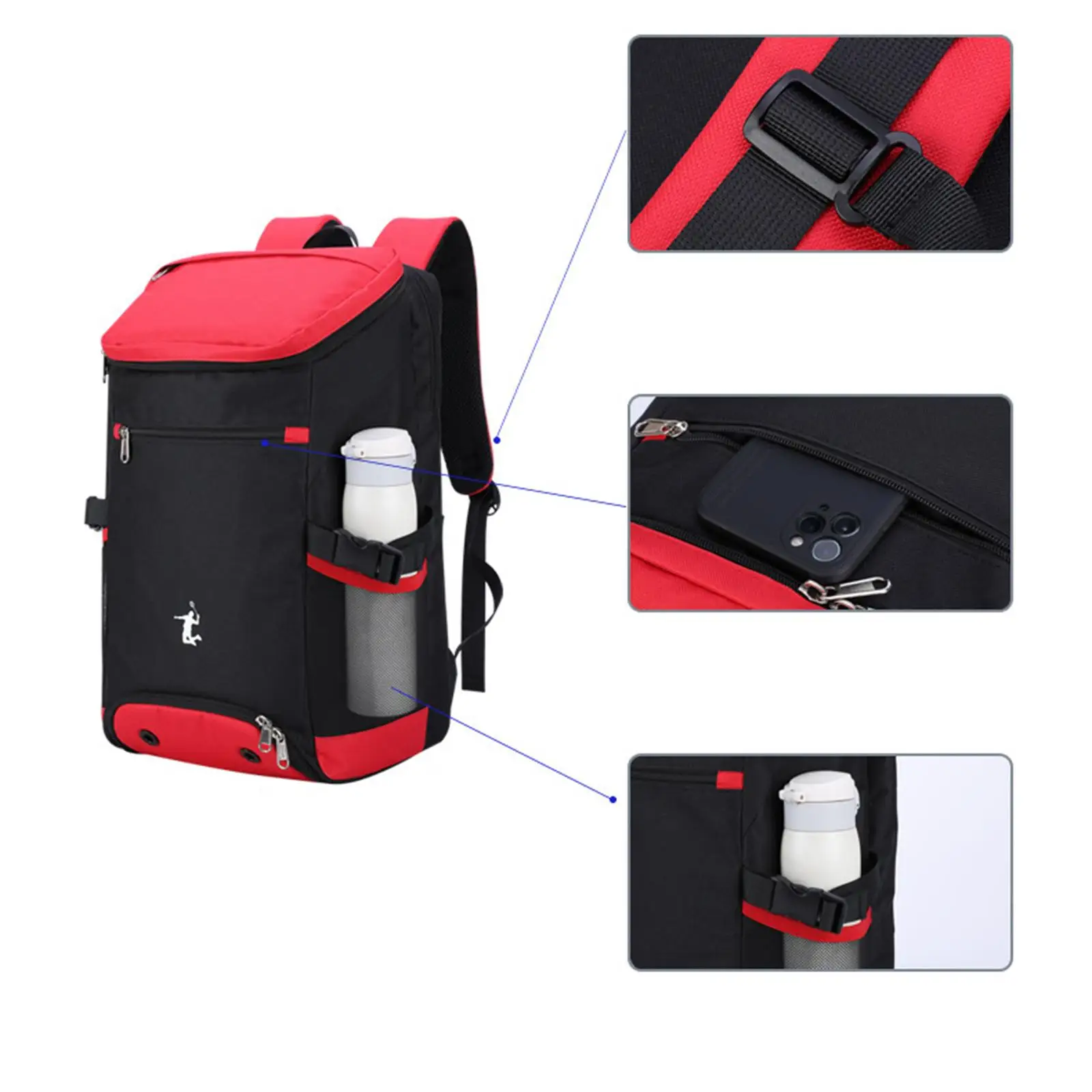 Large Capacity Tennis Backpack Balls Accessories Women Men Durable Outdoor Bag for Badminton Rackets Pickleball Paddles