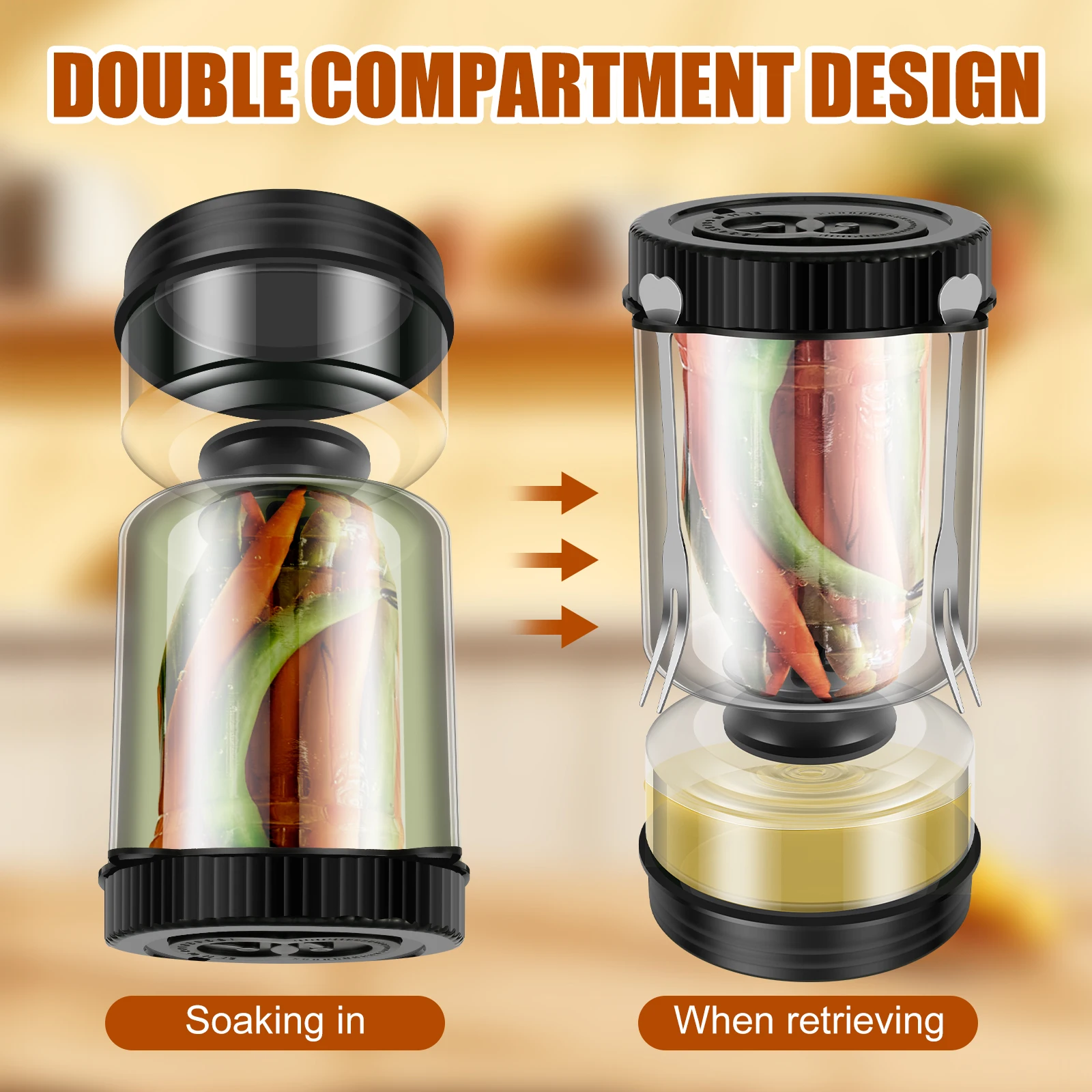 High Borosilicate Glass Pickle Jar for Cucumbers Onions Carrots Airtight Pickle Hourglass Jar Reusable Pickle Juice Separator 5