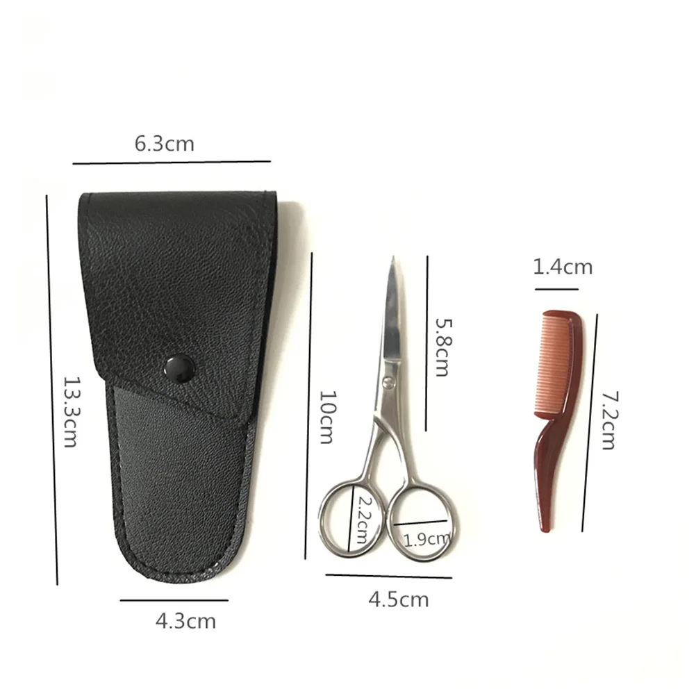 Beard Kit Eyebrow Scissor Shears Printable Mustache Trimming Scissors Black 3