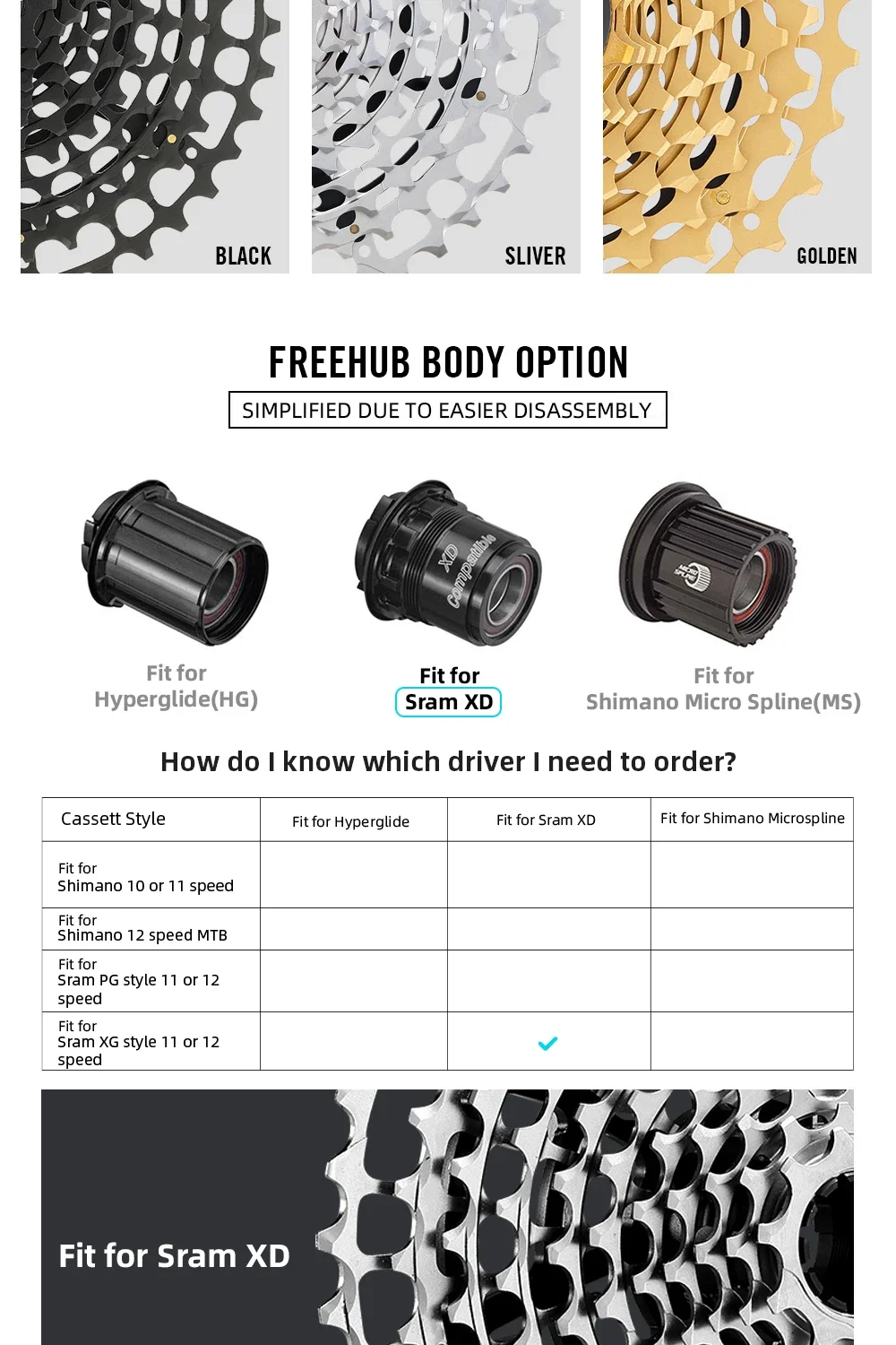 Description Picture 4 of itemSPEDAO XD Casette 11s 10-36T 11 Speed Bike Freeewheel XD Super Light CNC 285g Road Bicycle Flyweheel Ultralight 11V Cycling