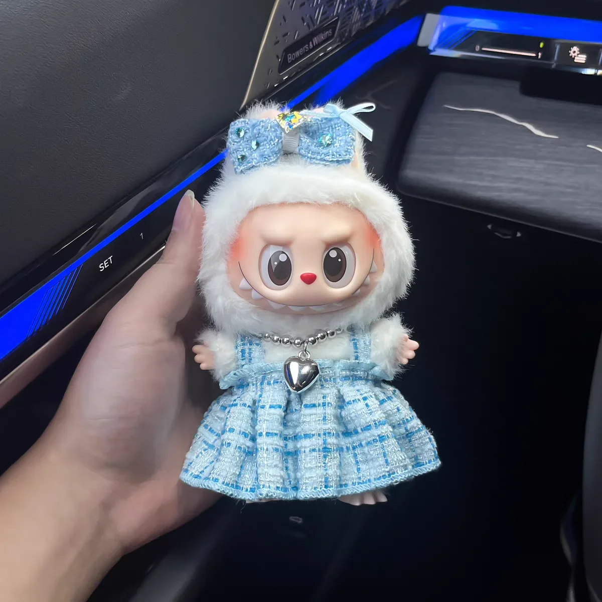 2-Piece Clothes Outfit Set For LABUBU 17cm Doll (Doll Not Included) - Cute Hairband & Dress