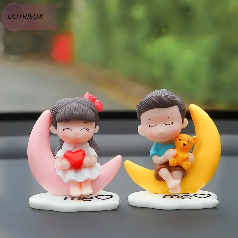 

Cute Couple Car Center Console Ornament Decoration Moon Couple Decoration Interior Parts Cute Couple Cartoon Accessories