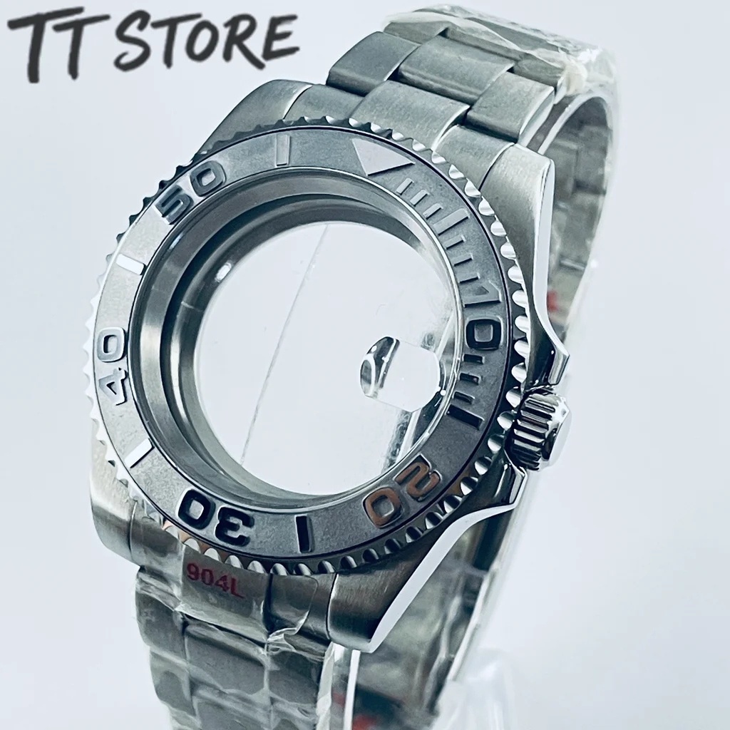 Silver 40mm Watch with Ceramic Bezel and Sapphire Case