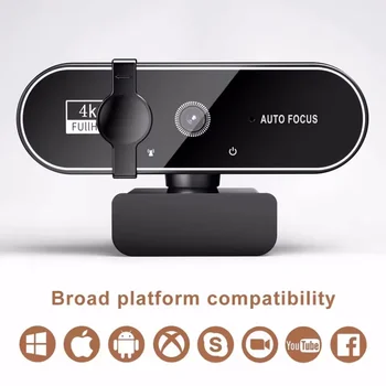 Videocamera Webcam 4K Videocamera Web in streaming con messa a fuoco automatica 2K con microfono 30fps Webcam USB Full HD 1080P per PC/computer/laptop