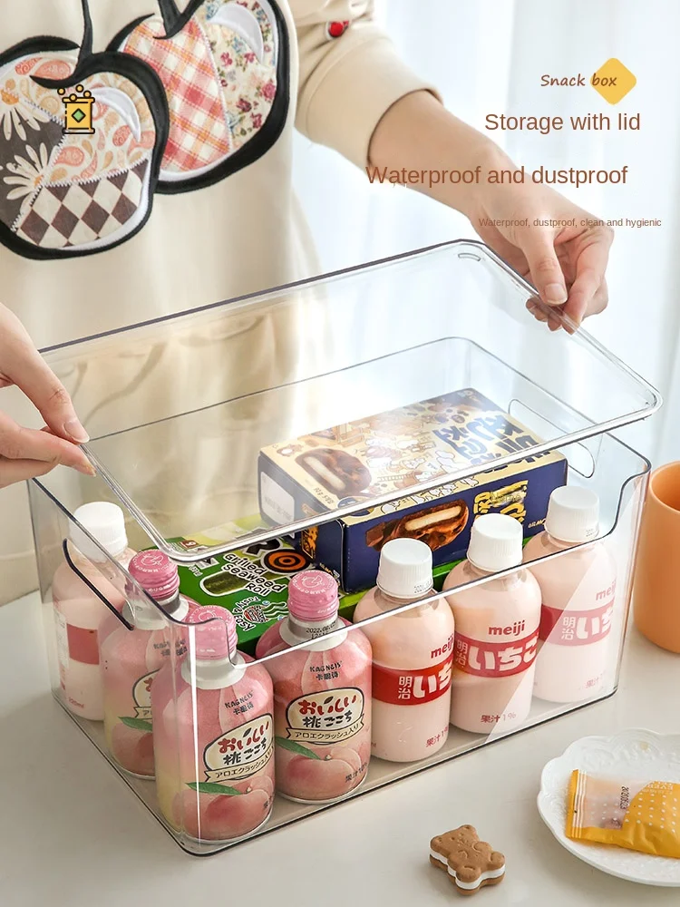 Transparent Plastic Storage Bin Countertop Sundries Storage Box With Handle  Bathroom Cosmetics Organizer Snack Container - Storage Boxes & Bins -  AliExpress