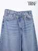 TRAF Women's Basic Hundred Jeans New Fashion Asymmetric Design High Waist Wide Leg Trousers Casual Women's Straight Leg Jeans 2