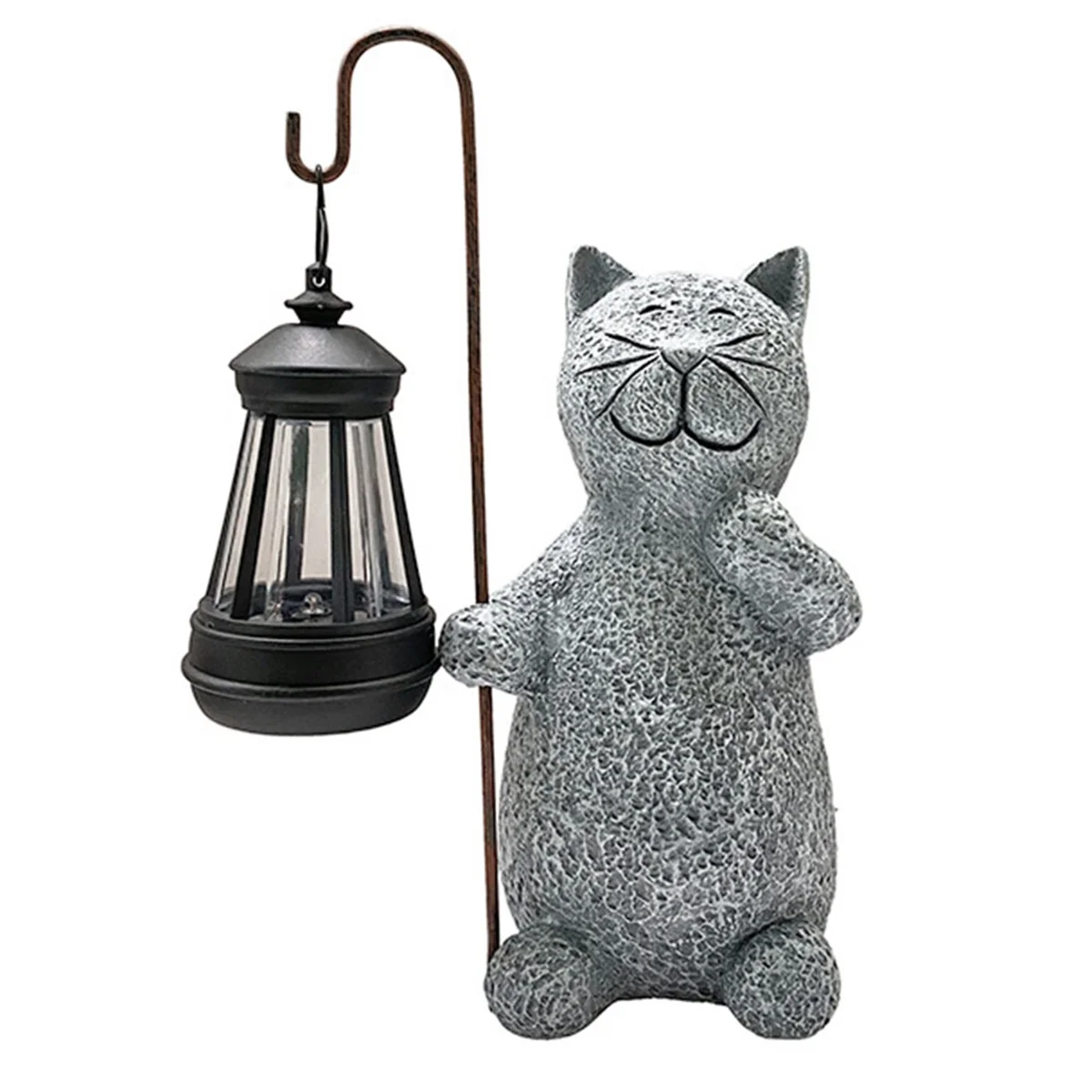SolarPoweredResinCatStatueGardenFigurineLightswithUnique