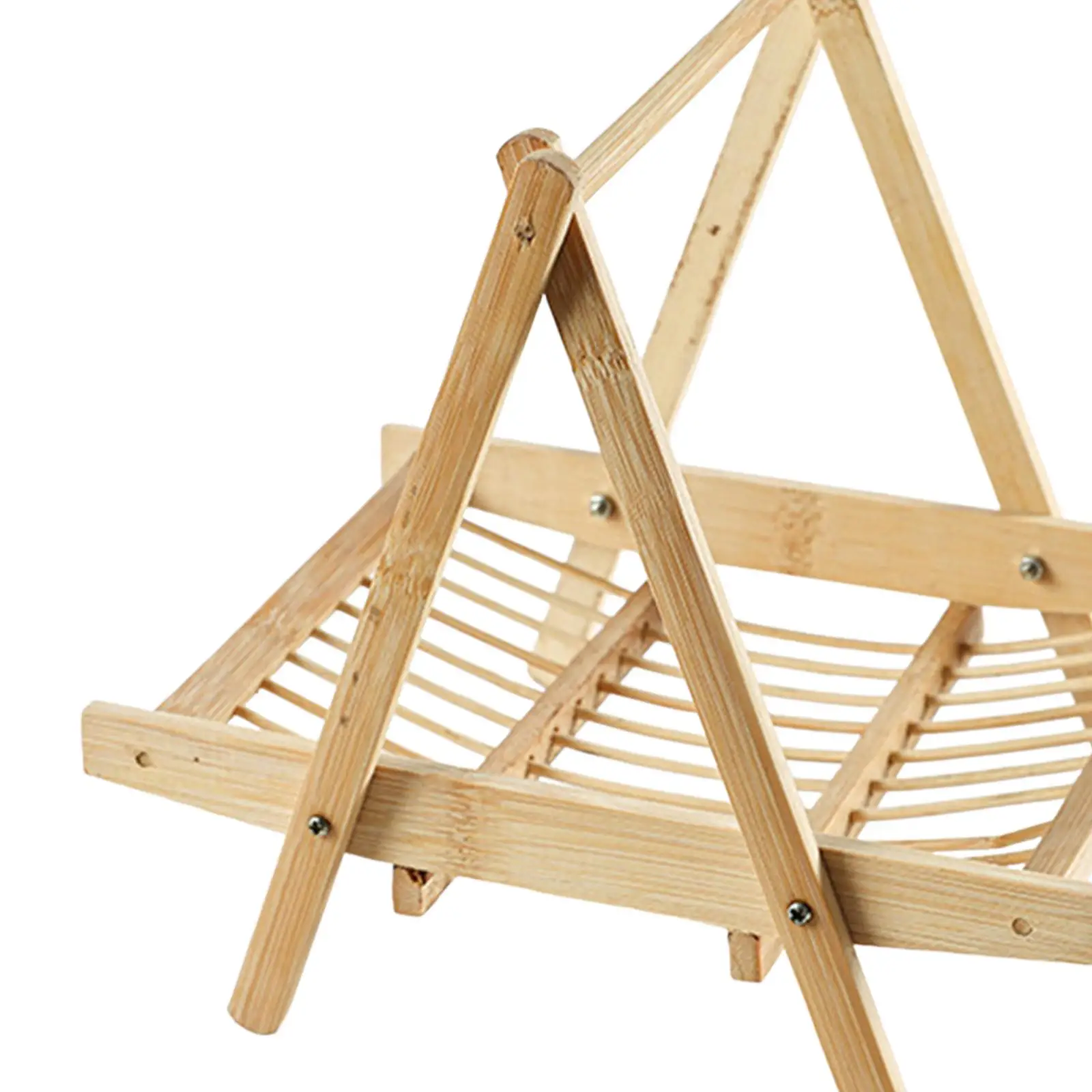 Bamboo Fruit Basket with Handle Multipurpose Fruit Holder Foldable Rack for Office Restaurant Kitchen Dining Room Mutton