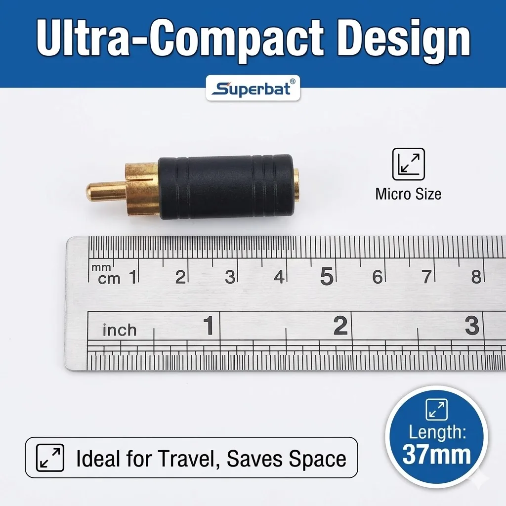 Superbat RCA Male to 3.5mm Stereo Female Audio Video Converter Adapter RF Connector for Home Theater And Ente0rtainment Systems