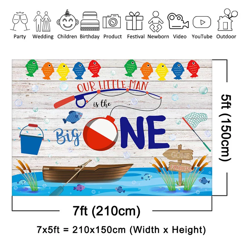 Mocsicka The Big One Party Backdrop for Boy First Birthday Ofishally One Fishing  Birthday Party Decorations Photo Background - AliExpress