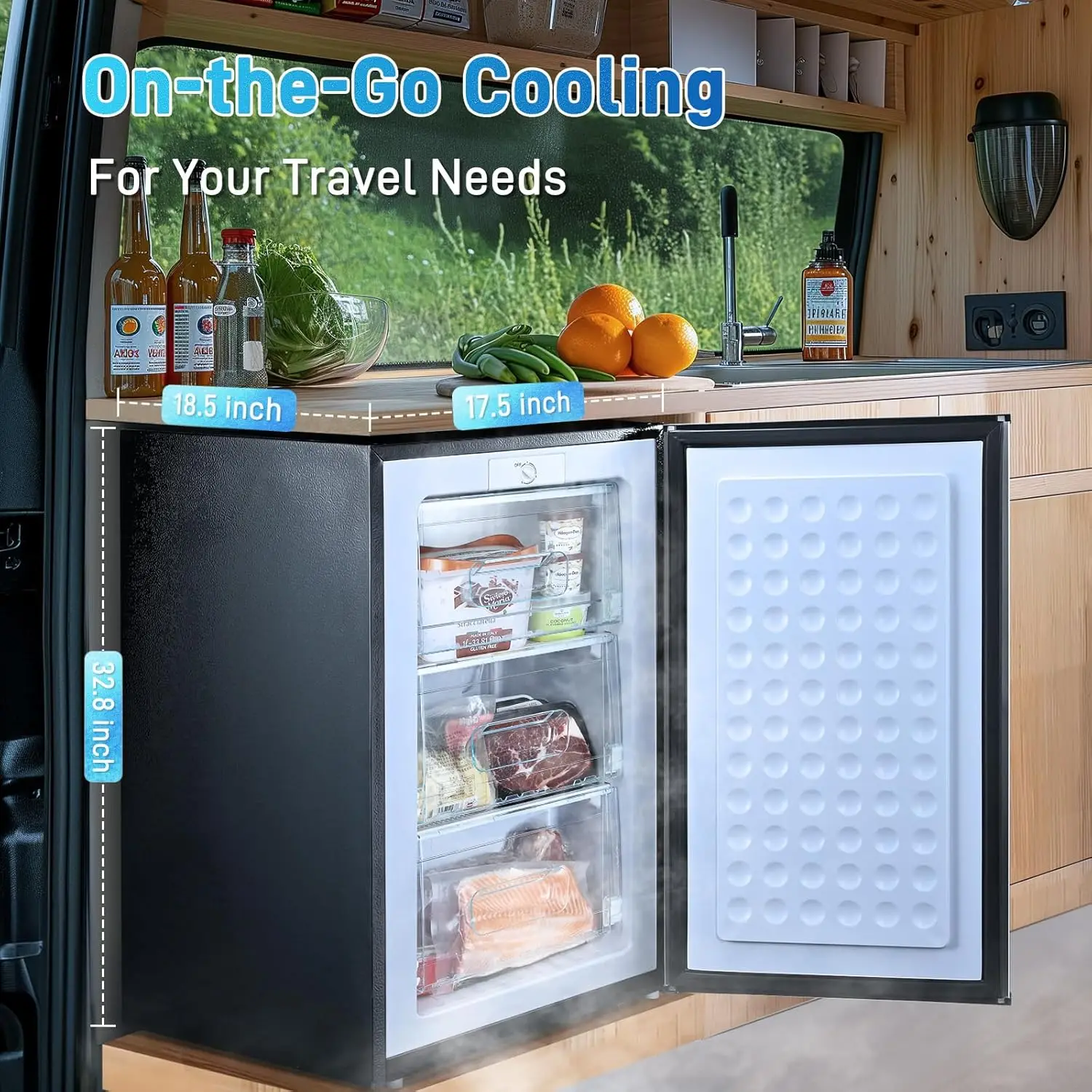 Upright Freezer 3 Cu.Ft Mini Freezer with 3 Pull-down Drawer Doors, Adjustable Thermostat Small Deep Single Door Standin