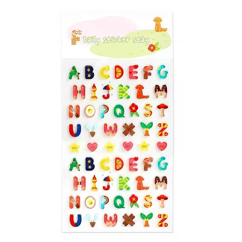 Koreanischer Import BONITO Kreative Alphabet- und Zahlen-Aufkleber Bunte 3D-Gelee-Sticker für Scrapbooking DIY Journal Schreibwaren Schulgeschenk – Detail 5
