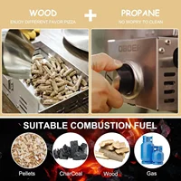 Pizza Oven Outdoor,Multi-Fuel Rotatable Pizza Ovens,Portable Wood Fired and Gas Pizza Oven,Stainless Steel 3-Layer Oven,Pizza Ma 2