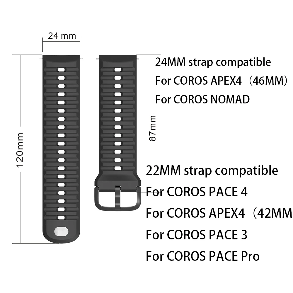 Deluxe Silicone Wristband Bracelet - Universal 22mm/24mm Strap