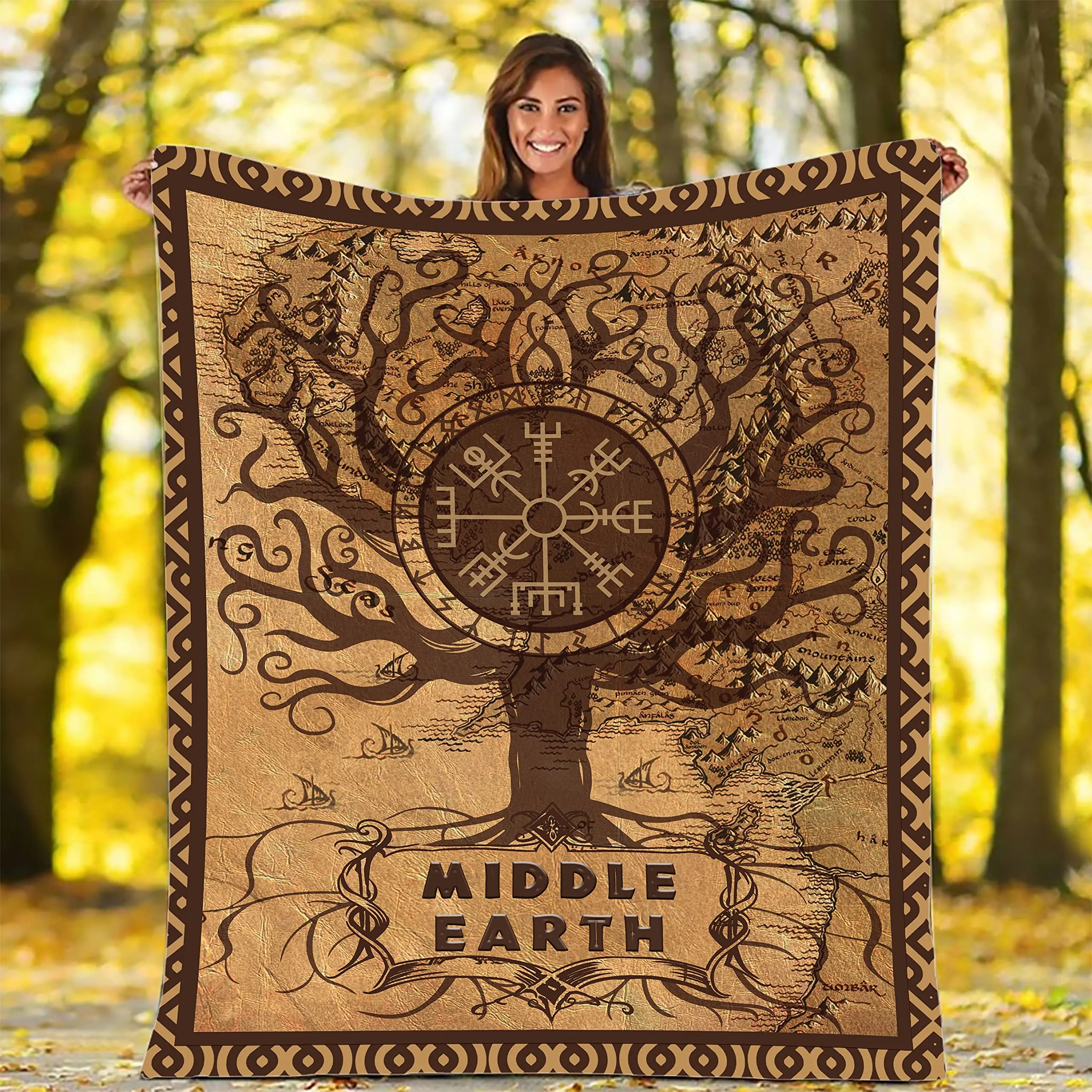 

Blanket Middle Earth Map Throw Blanket Ultra Soft Velvet Blanket Lightweight Bed Blanket Quilt Durable Home Decor Fleece Blanket