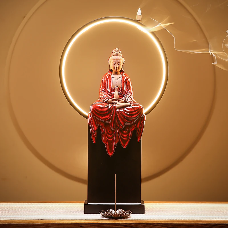 

Большая Высококачественная декоративная буддистская статуэтка Будды мандарин Бодхисаттва керамическая статуэтка благословенная безопасная для здоровья