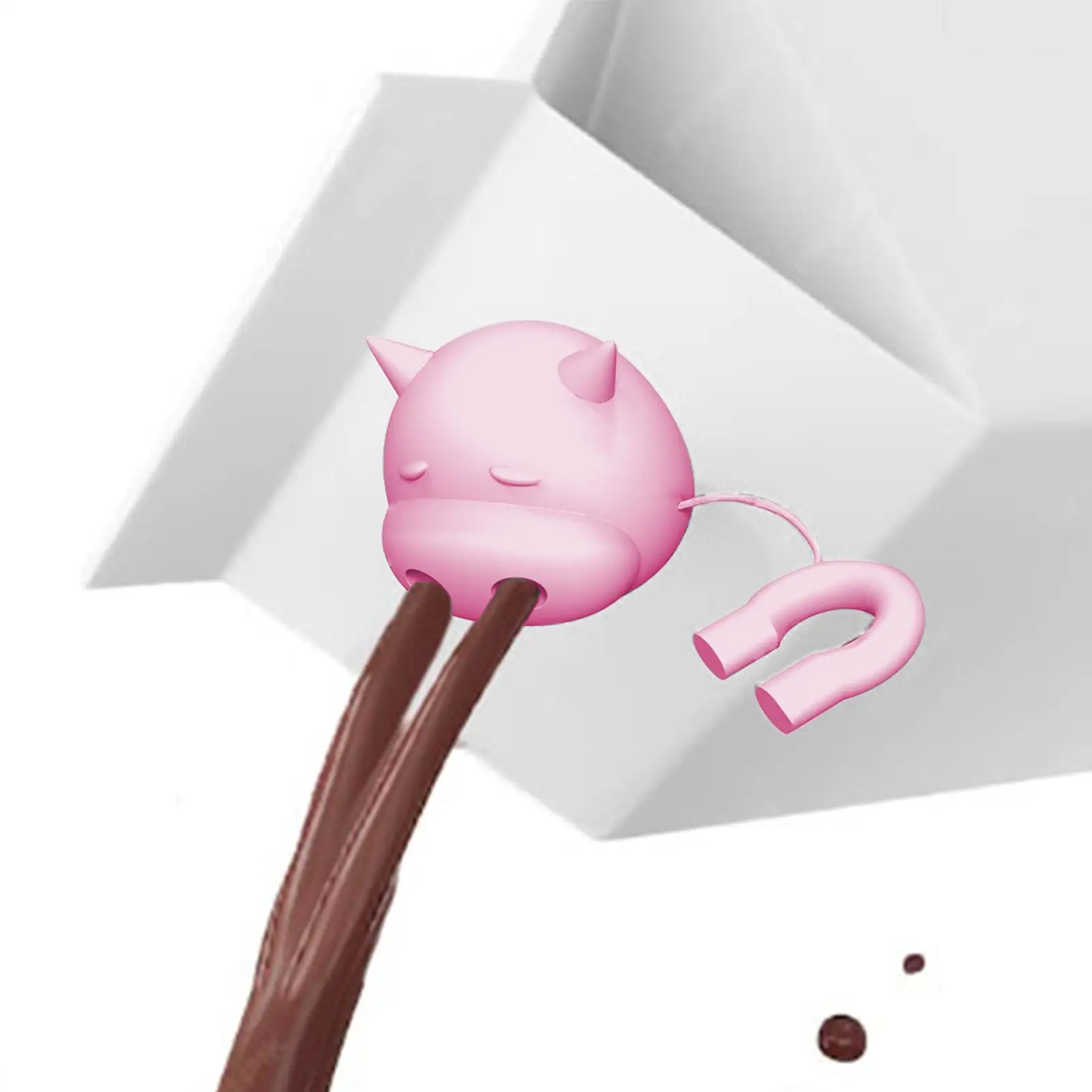 Milk Bottle Dispenser C-aps Bottle Covers Cow-Shaped Leak-Proof Silicone 3D Printing Cover Milk Box Lid Drink lid sealing cap