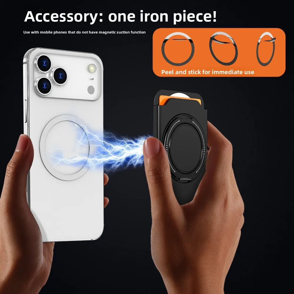 360 Rotating Ring Stand For Magsafe Magnetic Card Holder Wallet Case For iPhone 17 Pro Max 16 15 For Samsung S25 S26 Ultra