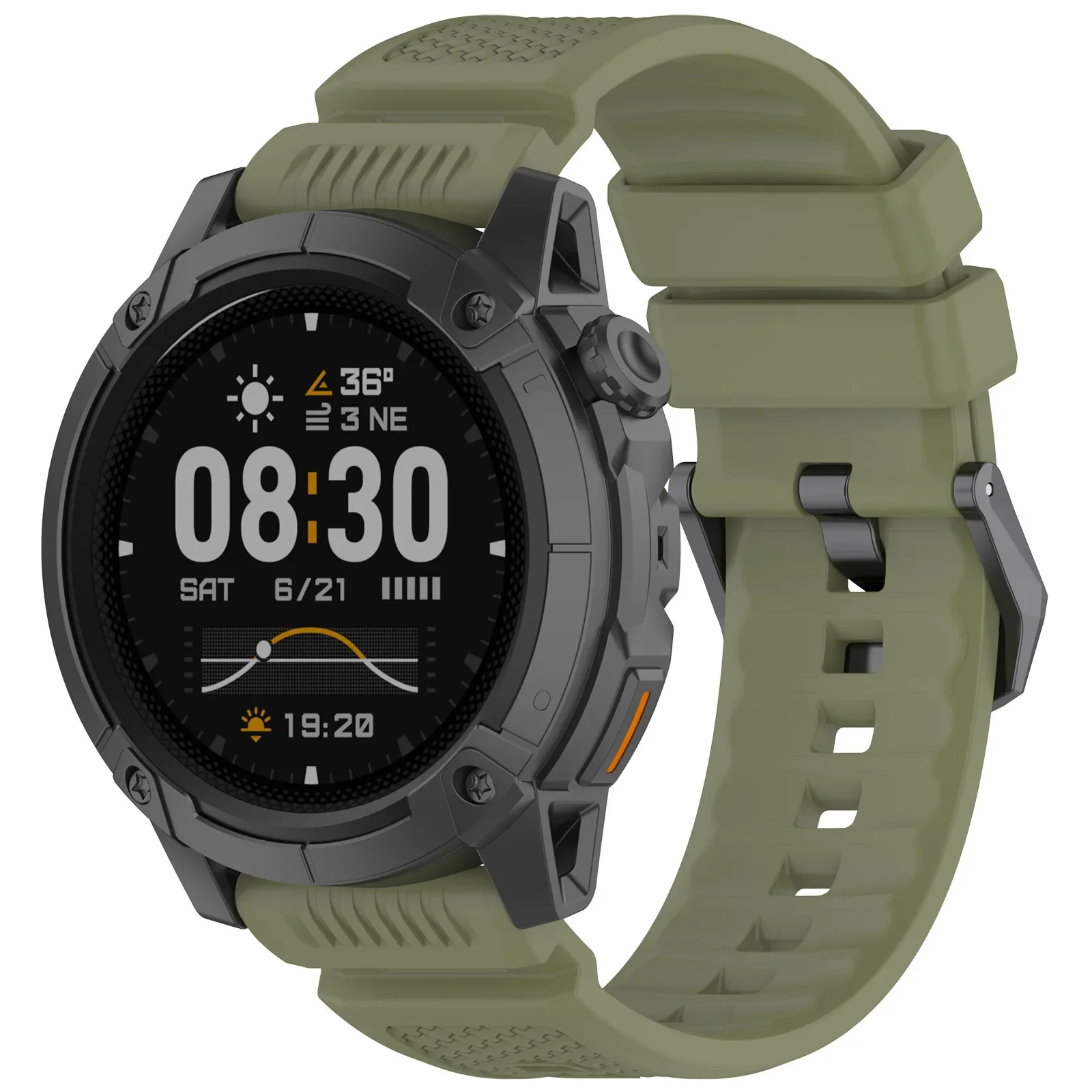 Durable 24mm Armor Silicone Strap - Adjustable Sports Replacement Band