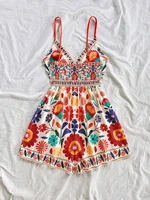 Combinaison de vacances pour femme, combinaison d'été bohème, combinaison d'été imprimée pour femme, combinaison d'été décontractée pour femme, combinaison pour fête du Nouvel An 2