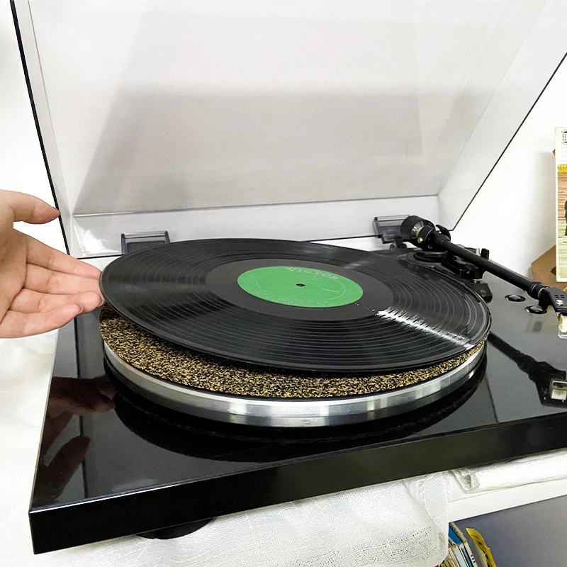 Cork & Rubber Turntable Platter Mat Slipmat Anti-Static LP Vinyl Record Pad Turntable Phonograph Accessories