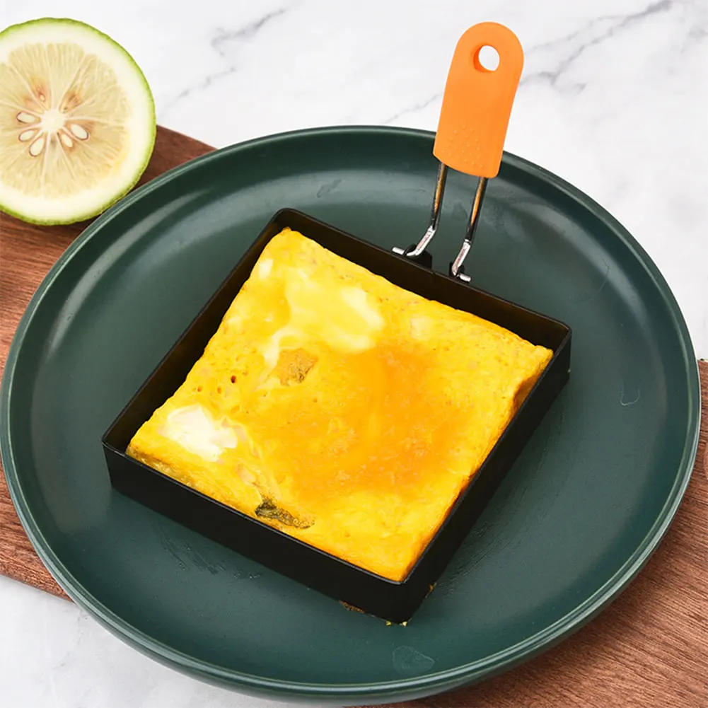 Description Picture 5 of item1/2pcs Egg Rings Pancake Mold Set Set Stainless Steel Fried Egg Square Griddle Pancake Shapers Sandwich Cooking Kitchen Tool